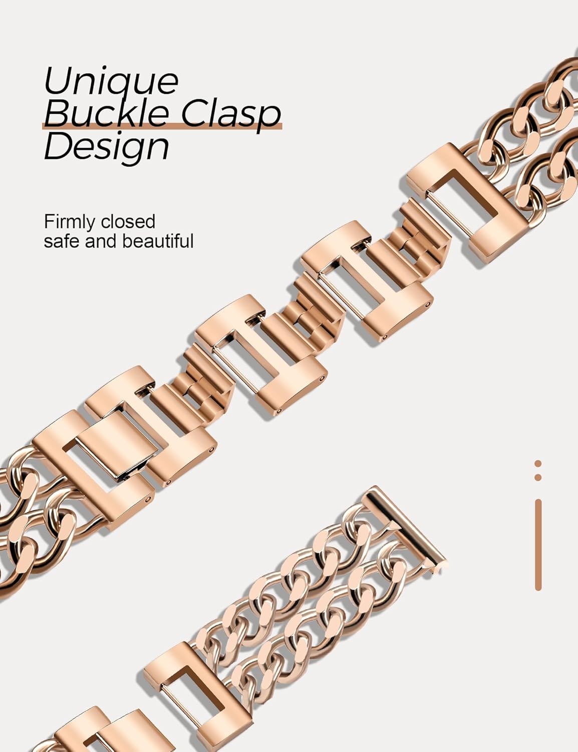 Gold Metal Bracelet Band Women 20mm Adjustable Single Chain Compatible with Samsung Galaxy Watch 7/6/5/4/Active 2/4 Classic/6 Classic/5 Pro/FE 40mm 42mm 43mm 44mm 45mm 46mm 47mm (No Case) - Image 5