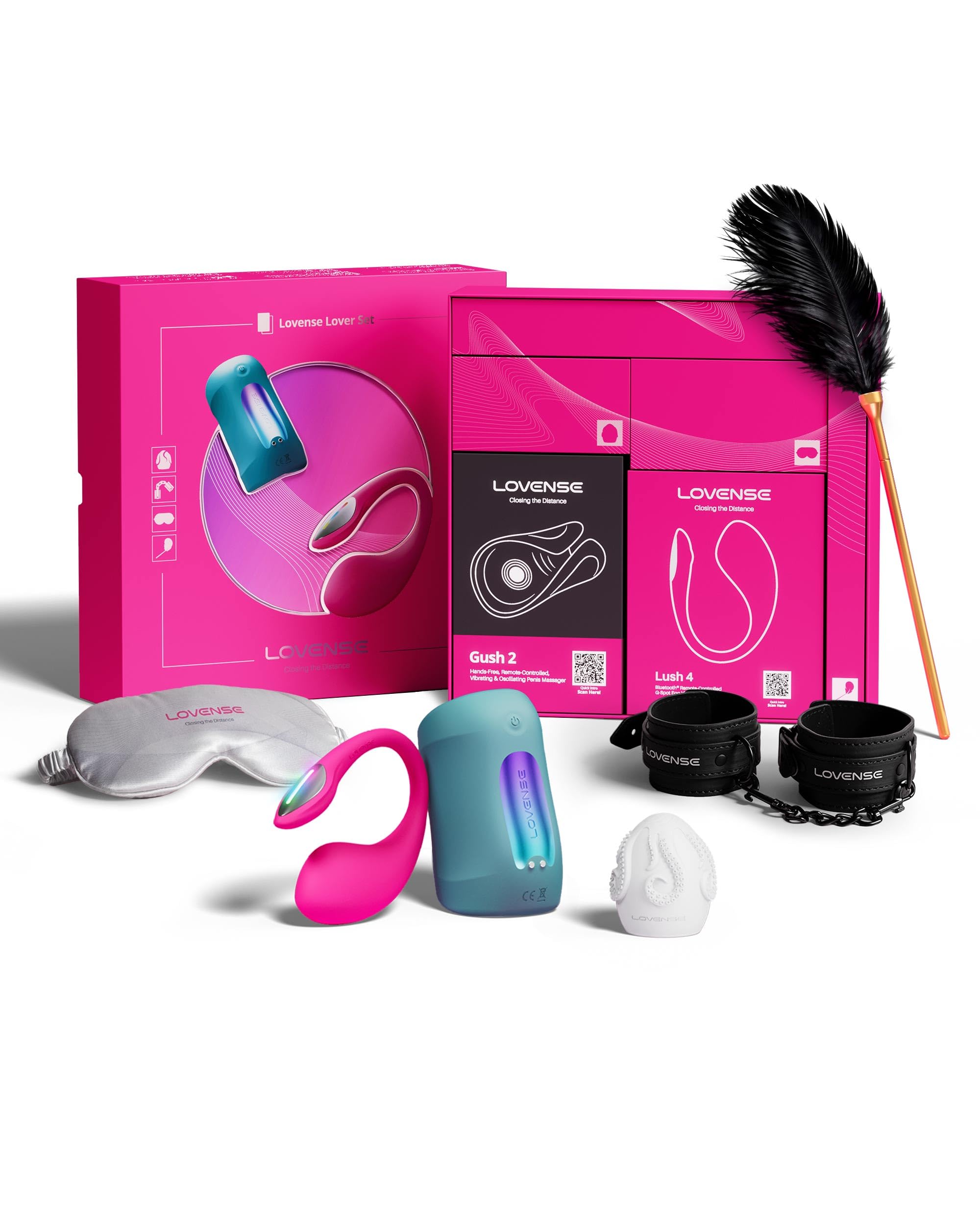 LOVENSE Lover Set Juguetes Sexuales para Parejas, Kit Vibrador App – Lush 4 Vibrador de Punto G Wearable, Gush 2 Masturbador Masculino y Accesorios, Set BDSM, Regalo para hombres, mujeres y parejas
