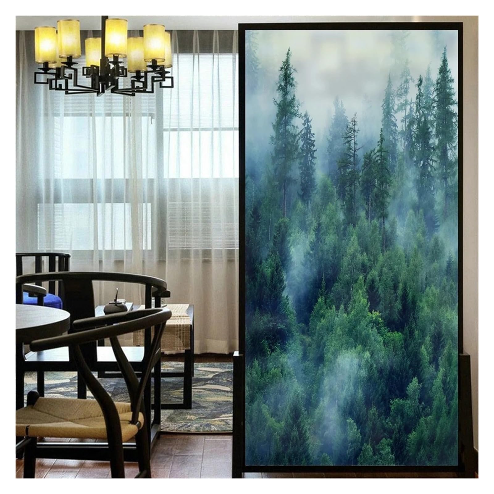 Privacy Windows Film Decorative Forest Stained Glass Window Stickers No Glue Static Cling Frosted Tint for Bathroom,Windows(Color5,70x120cm WxH)