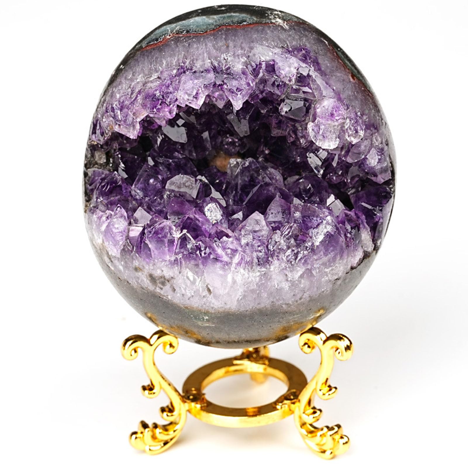 ICXLPMC Rock Crystal Ball with Stand, Divination Sphere Sculpture Scrying Feng Shui Stone Home Office Decor Desktop Photography,65mm