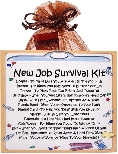 Alternative Sentiments New Job Survival Kit - Fun Novelty Congratulations Greetings Card / Good Luck Gift & Keepsake / New Career / Sorry You're Leaving
