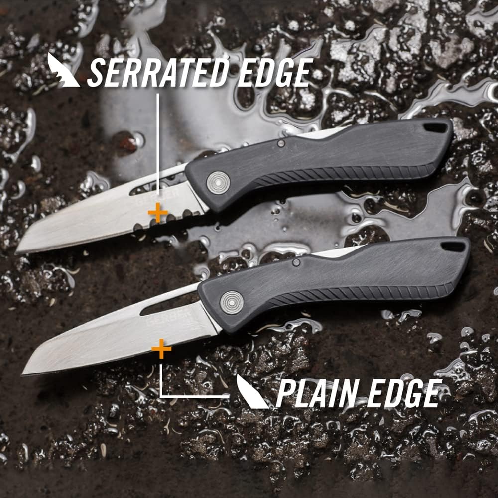 Gerber Gear SharkBelly Knife, 3.25" Serrated Edge Folding Knife, Made in USA EDC Gear and Equipment, Grey