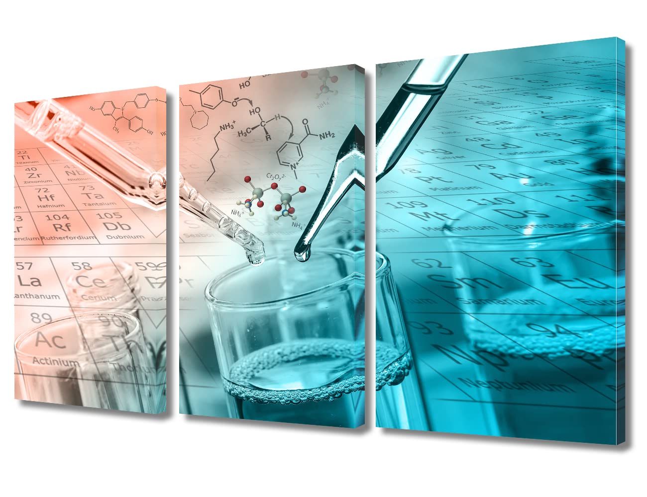 TUMOVO Clinical Laboratory Artwork Wall Decor 3 Piece Medical Pictures Wall Decor Living Room Medical Modern Artwork Print on Canvas Ready to Hang (36" Wx24 H)