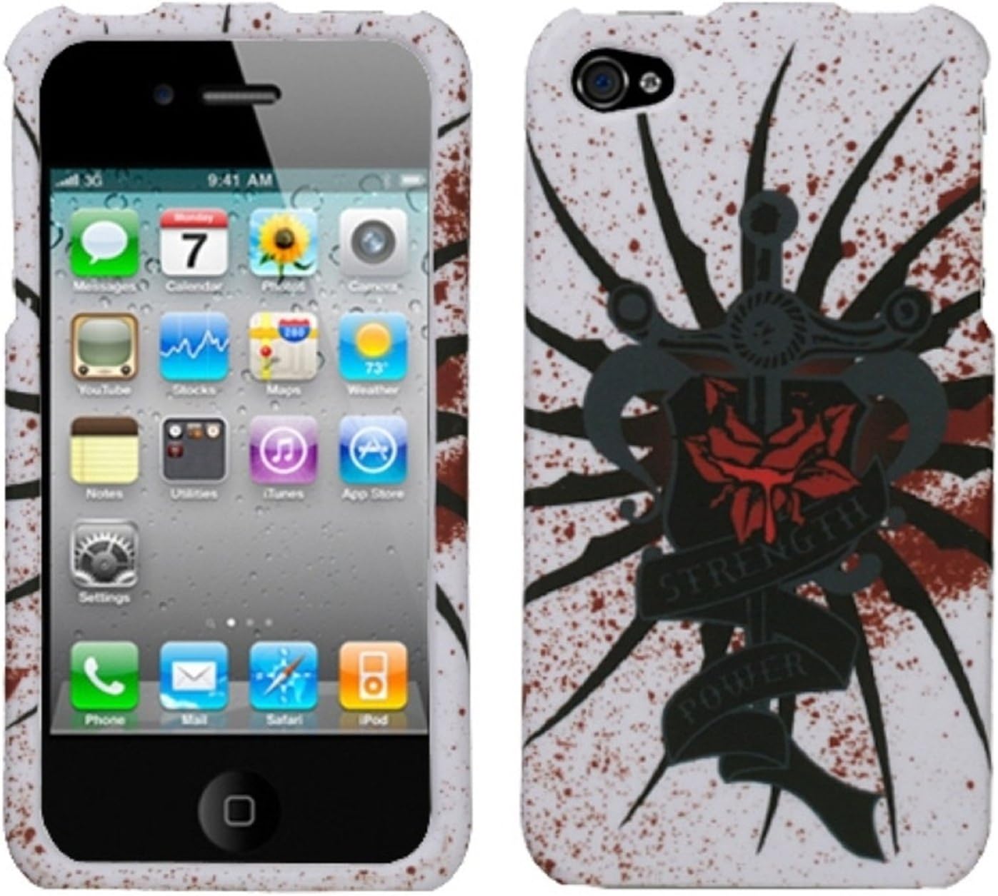 MYBAT IPHONE4HPCLZ609NP Lizzo Durable Protective Case for iPhone 4-1 Pack - Retail Packaging - Bloody Rose
