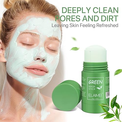 Miniatura 3 de Máscara facial de té verde, mascarilla limpiadora de té verde para cara, máscara exfoliante, elimina puntos negros y control de aceite de limpieza
