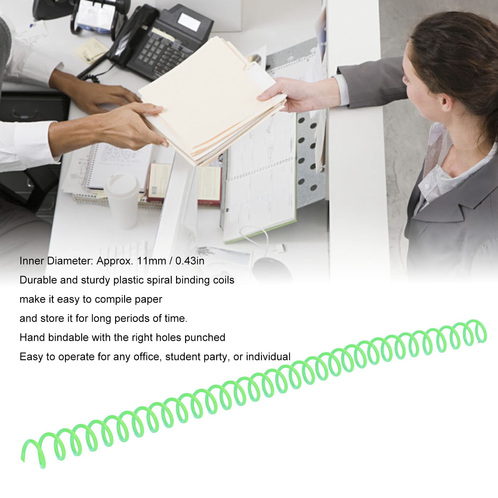 Wakects Spiral Binding Coils, ABS Plastica 11mm Diametro Interno (GREEN)