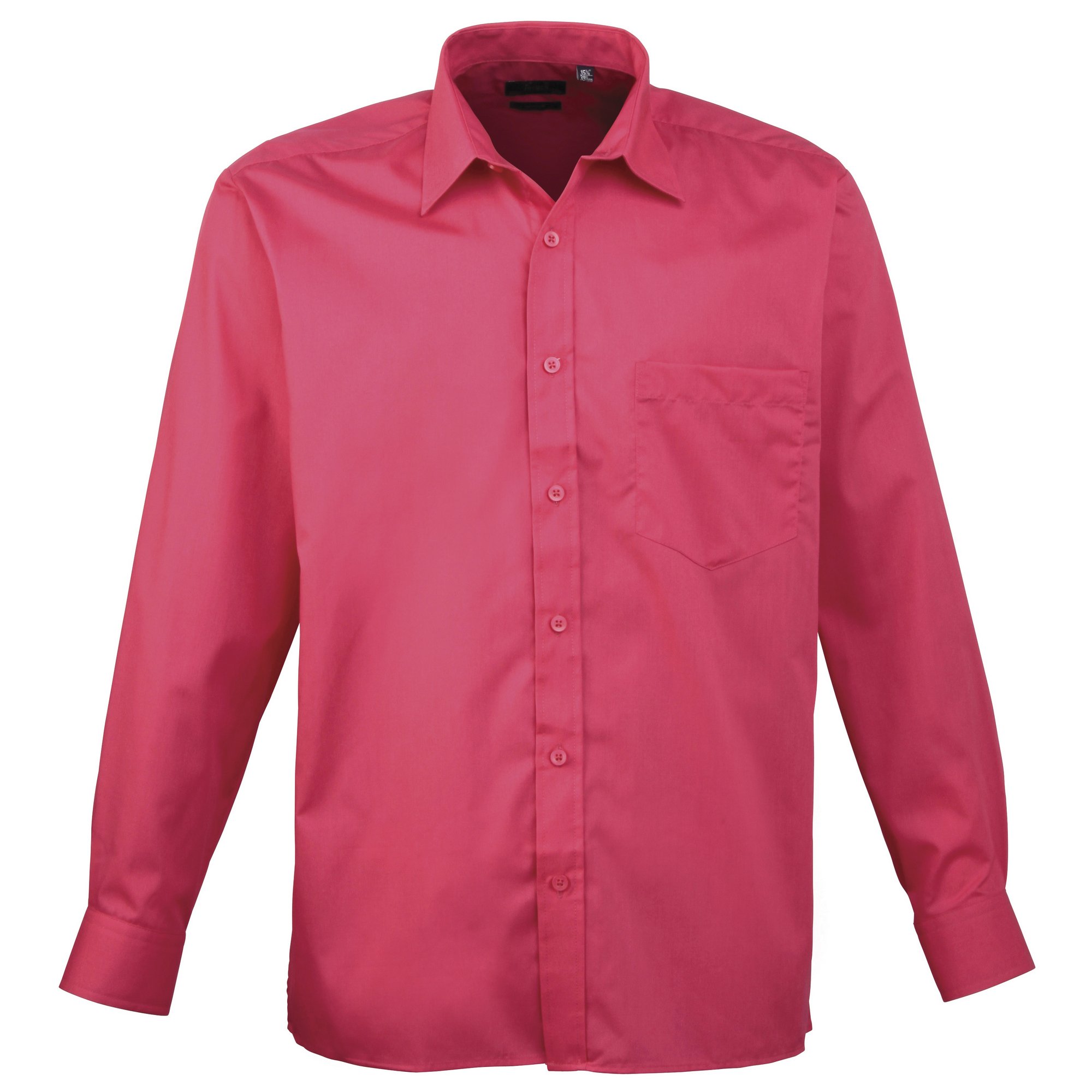 Premier Men's Hot Pink Poplin Long-Sleeved Formal Shirt (16.5) (Hot Pink)