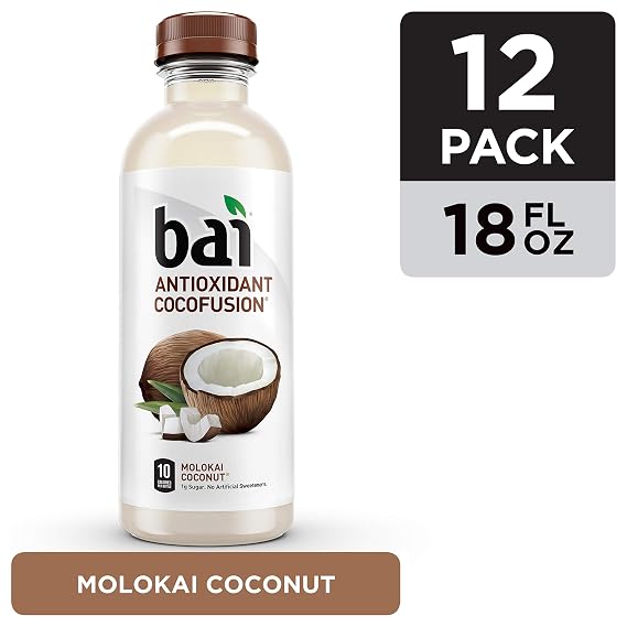 Bai Coconut Flavored Water, Molokai Coconut, Antioxidant Infused Drinks, 18 Fluid Ounce Bottles, 12 Count