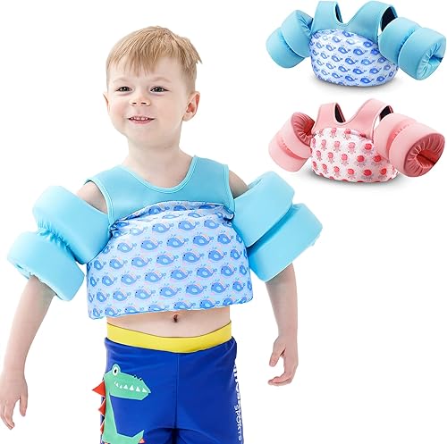COVACURE Chaleco de natación para niños pequeños, flotador de natación para niñas y niños de 22 a 66 libras, flotadores para niños pequeños para