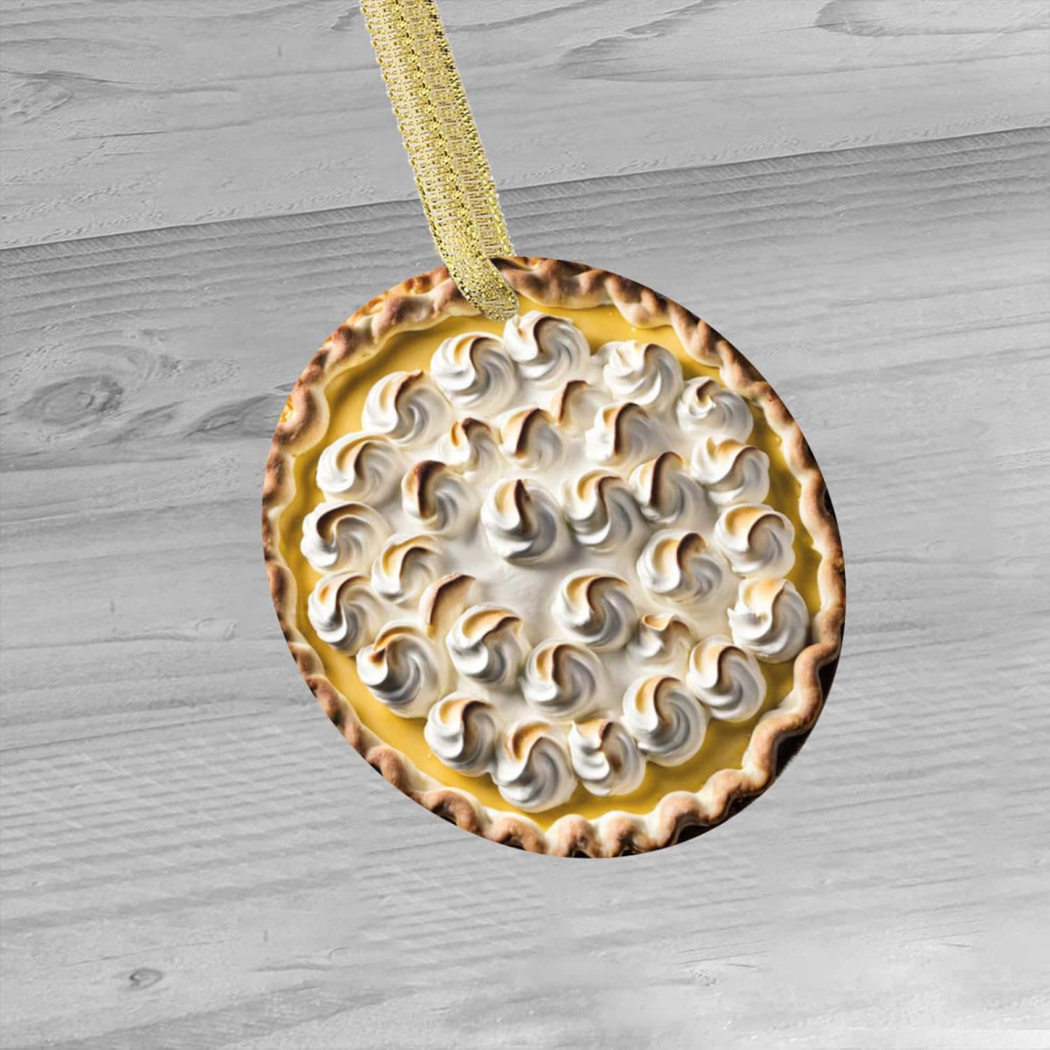 Double Sided Ceramic Christmas Ornament of a Lemon Meringue Pie Delicious Foodie Pies Pastry Dessert Food for Foodie Merangue Lover Novelty Xmas Tree Ornaments Gifts (Flat Design - NOT 3D) image 3