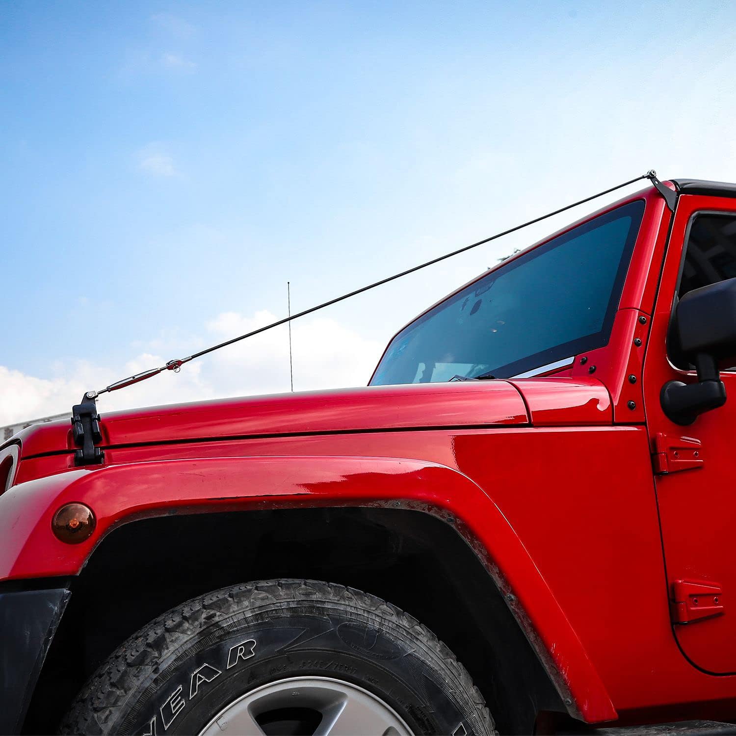 JeCar Limb Risers Kit Hood Protective Sub-line Branches Brackets Exterior Accessories for 2007-2018 Jeep Wrangler JK JKU, 2PCS