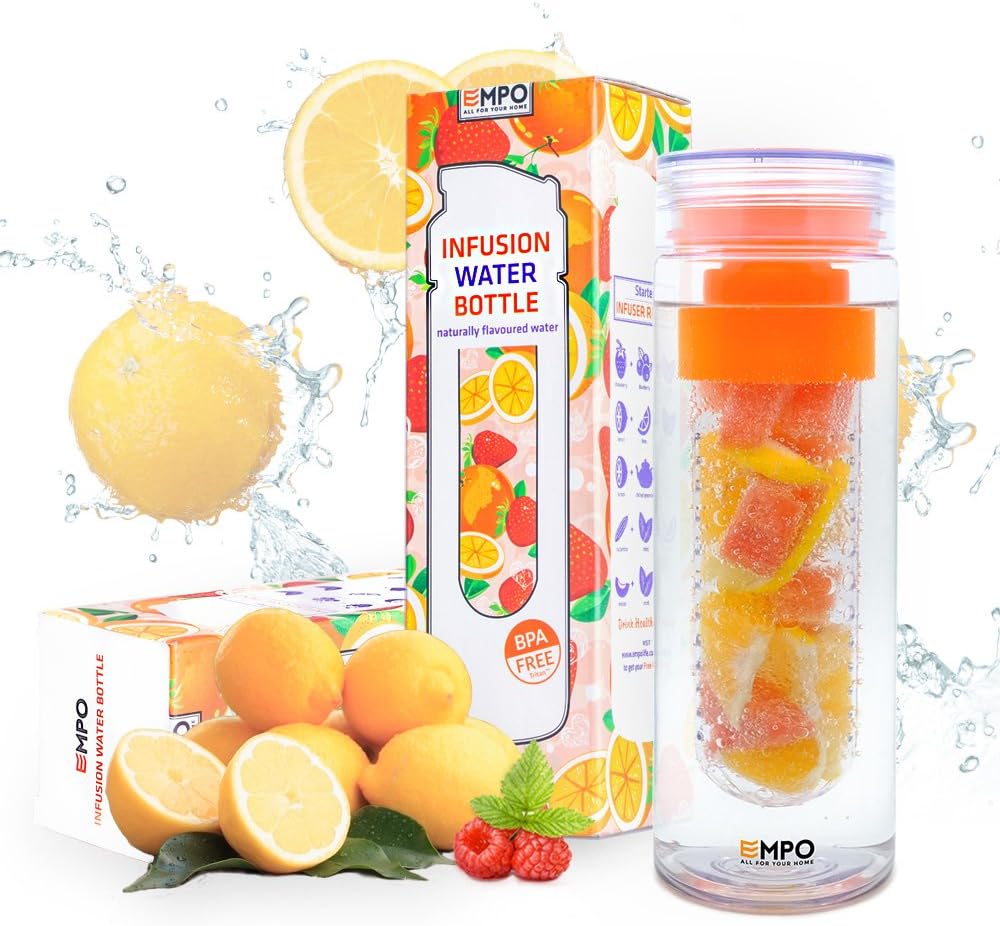 EMPO Infuser Water Bottle Fruit Tea Sports Bottle BPA-Free Tritan 27 Oz with Free Recipe eBook - Leak Proof - Large Capacity Ideal Summer Gift - Multiple Color Options