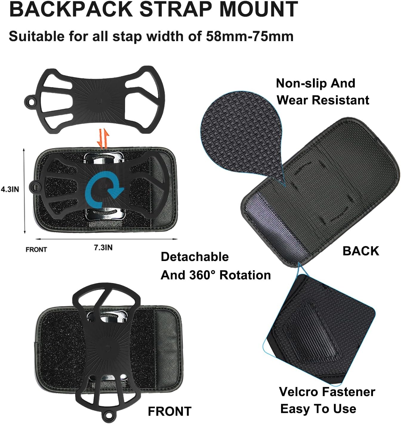 Backpack Strap Cellphone Holder,Use As Shoulder Strap Phones Holder or Hiking/Alpinism/Climbing/Traveling Tether,Cellphone Coiled Lanyard Ensures Your Phone is Safe and Protected Black image 3 of 7 B0FJ1HYTLX