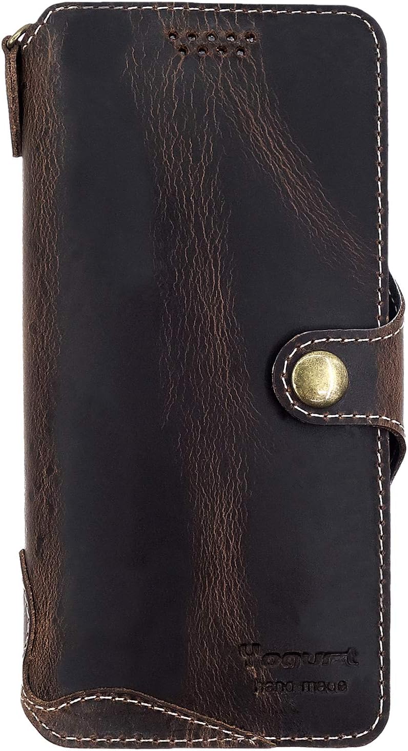 Yogurt Case Compatible for iPhone 16, Genuine Leather Wallet Cover Compatible for iPhone 16, 6.1-inch Handmade Oil Leather