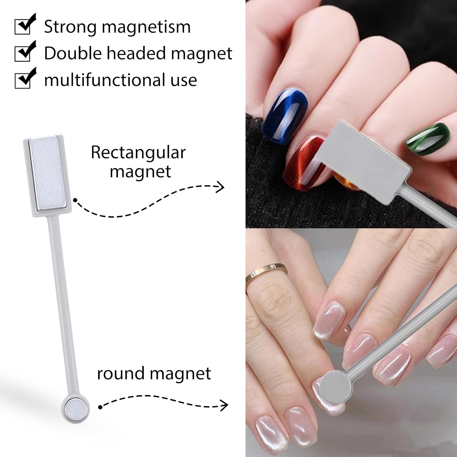 WOKOTO 6 Colors Cat Eye Chrome Powder for Nails 3D Magnetic Aurora Nail Pigment Powder Nail Powder Metallic Pigment Galaxy Effect Nail Glitter with Magnet Pen for Nail Art Manicure Gel Polish