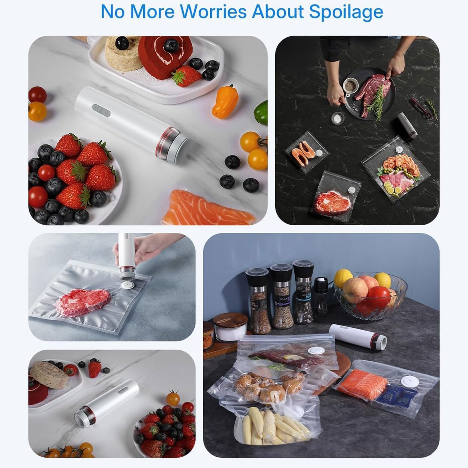 Mastic sous vide portable flexible comprenant 30 sacs recyclables gratuits pour sceller les viandes, les légumes, les collations, réduisant la détérioration et économisant les ressources pour la