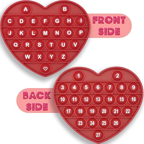 PETBSNVB Juguete para ansiedad de San Valentín con forma de corazón rojo con letras y números, regalo de Navidad, juguete sensorial con alfabetos,