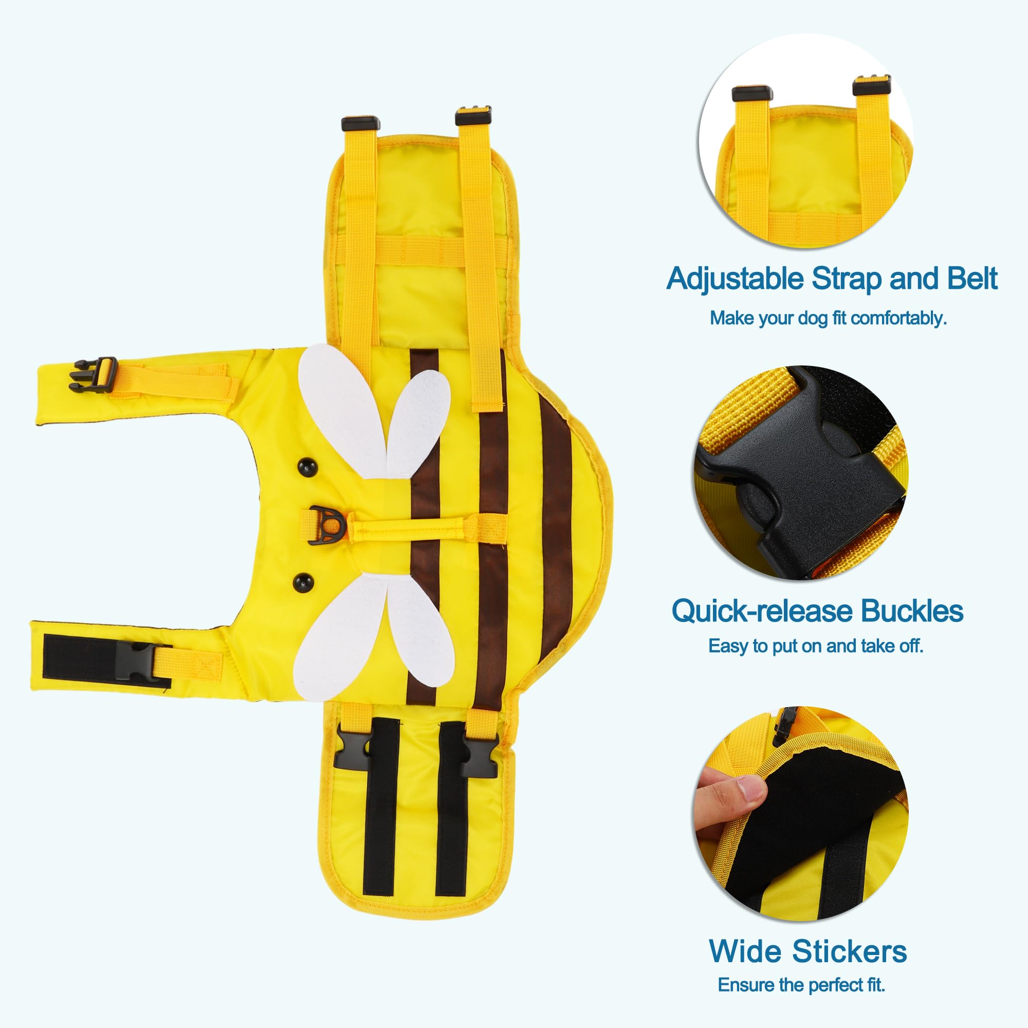 Gilet de Sauvetage réglable en Forme d'abeille pour Chien Jaune