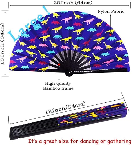 Miniatura 3 de Amajiji Ventilador de mano plegable grande para hombres y mujeres, ventilador de mano de bambú chineasejaponés, accesorios de festival, decoración