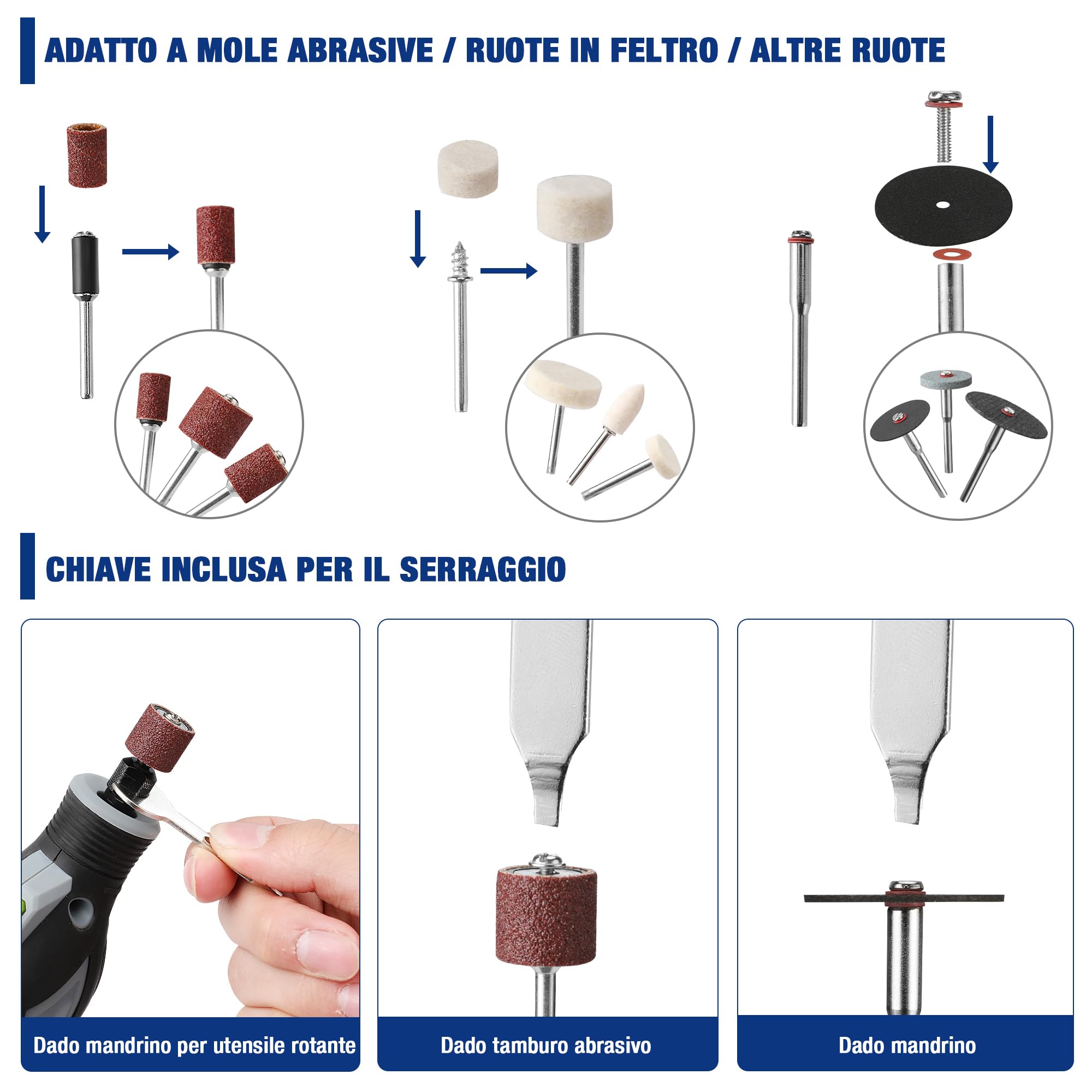 WORKPRO Set 476 Pezzi Accessori Utensili Rotanti Universali Taglio Incisione Smerigliatura