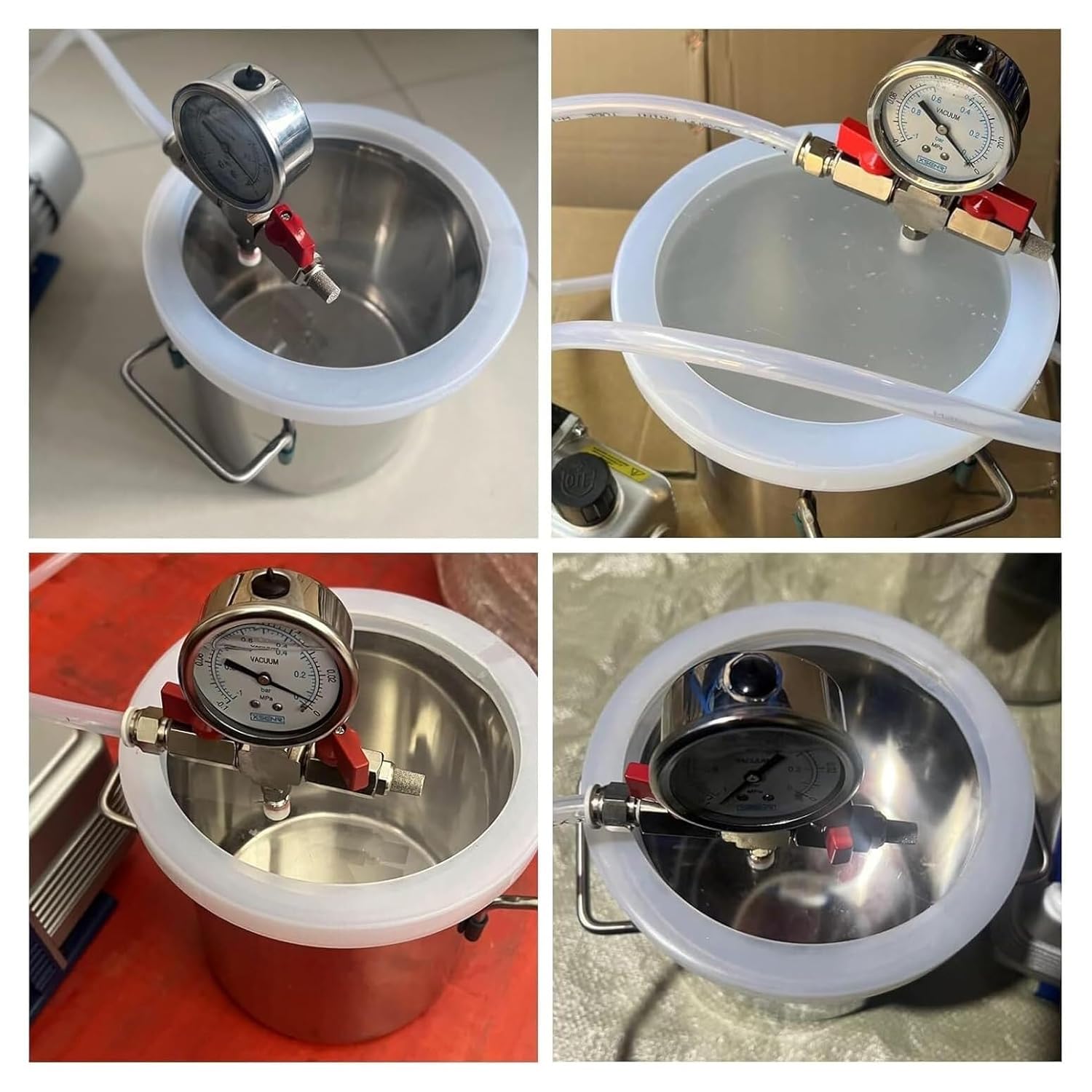 Vacuum Chambers for Resin Casting, Extra Large Vacuum Chamber Kit for Stabilizing Wood，Epoxy Silicone Degassing, Stainless Steel Pot Without Pump(6L/2Gal)
