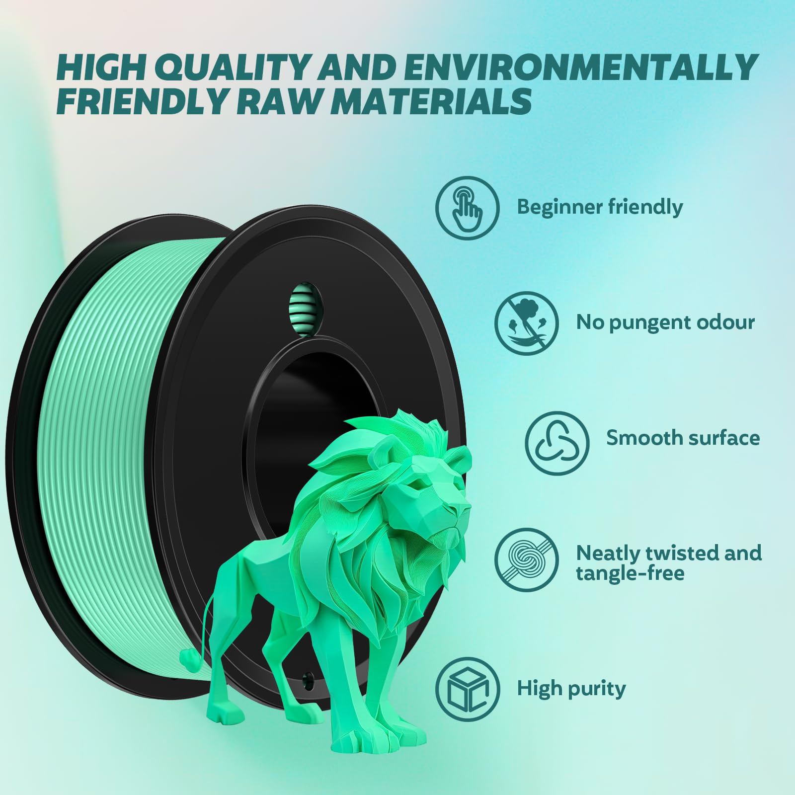 Lot de 5 filaments d'impression 3D - 5 couleurs - Blanc, argent, rose, vert, jaune - Précision dimensionnelle de 1,75 mm - Précision dimensionnelle ± 0,02 mm - Bobines de filament remplies sous vide