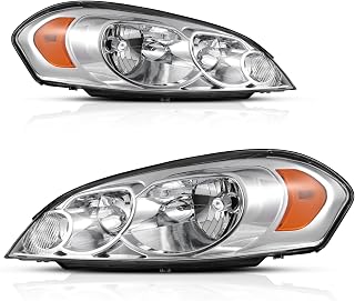 DWVO Headlight Assembly Compatible with Chevy Impala 06-13 Chrome Housing