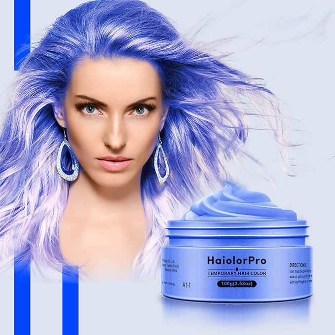HaiolorPro Blue Temporary Hair Color Dye Wax Washable，Non Permanent