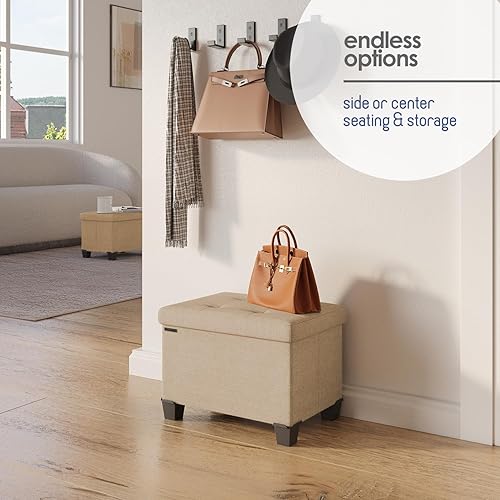 Miniatura 366 de Otomana plegable para dormitorio o sala de estar, con contenedores de almacenamiento, reposapiés para el extremo de la cama, soporta hasta 660 lb,