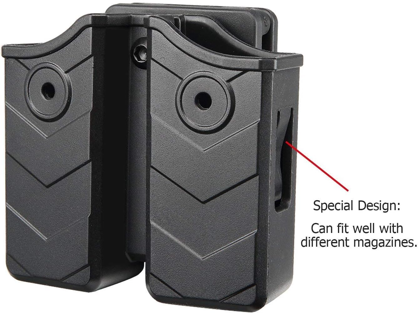 efluky Custodia per caricatore Fondina per caricatore universale Clip per pistola adatta per Walther P99/HK/CZ/Glock 17 19/Sig Sauer/9mm Fondina per caricatore Airsoft, Clip da cintura regolabile 60°
