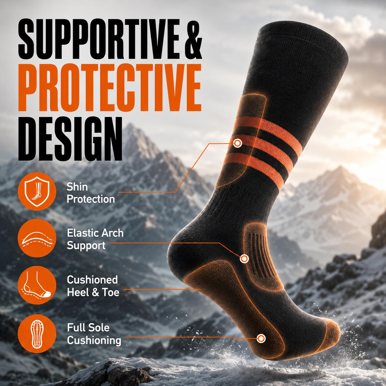Calcetines de esquí térmicos hasta la rodilla, calcetines cálidos para snowboard, senderismo, caza y clima frío, para mujer y hombre