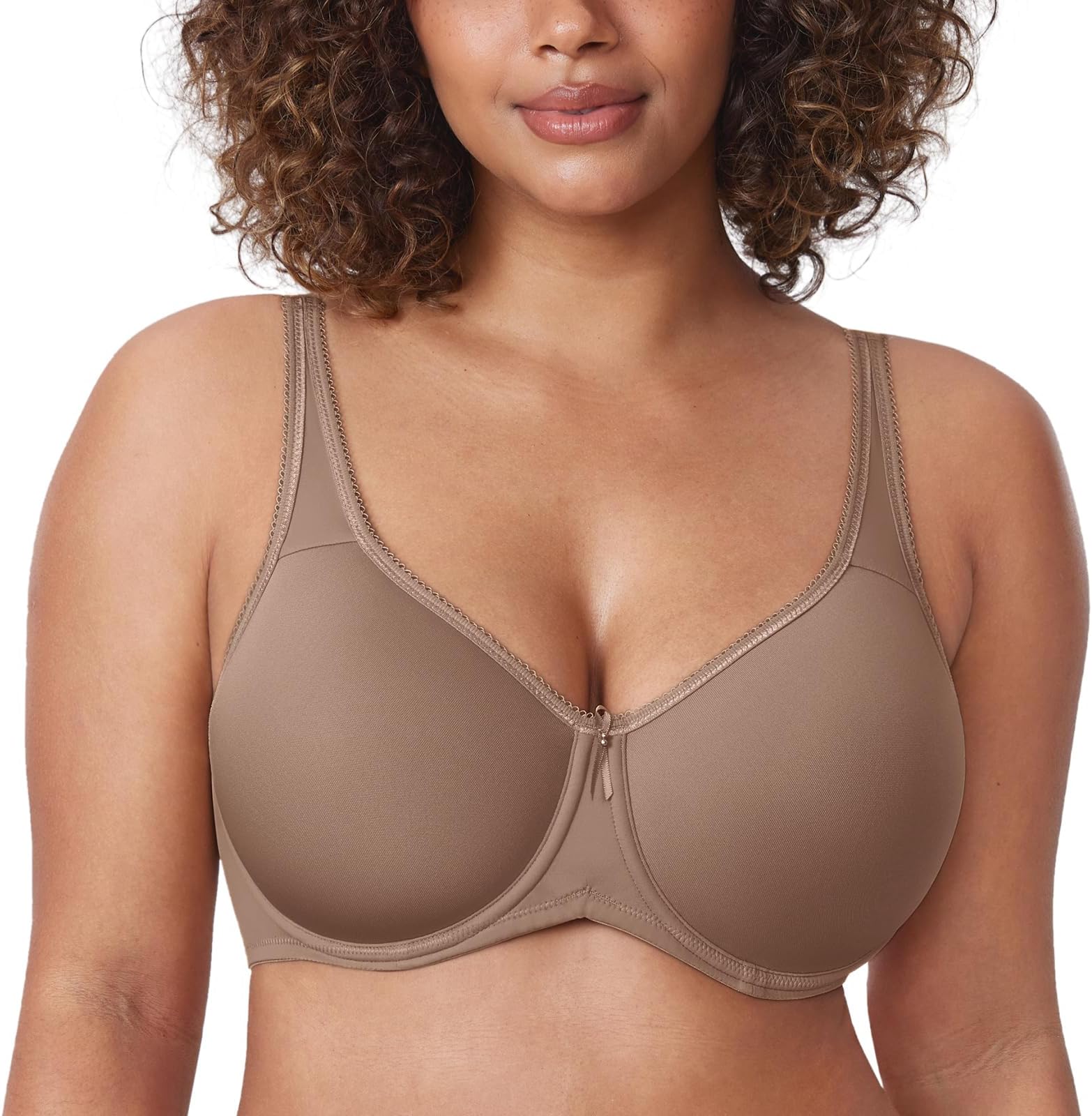 Women's Seamless Tshirt Bras Plus Size Full Coverage Underwire Lightly Lined Bra Up to F
