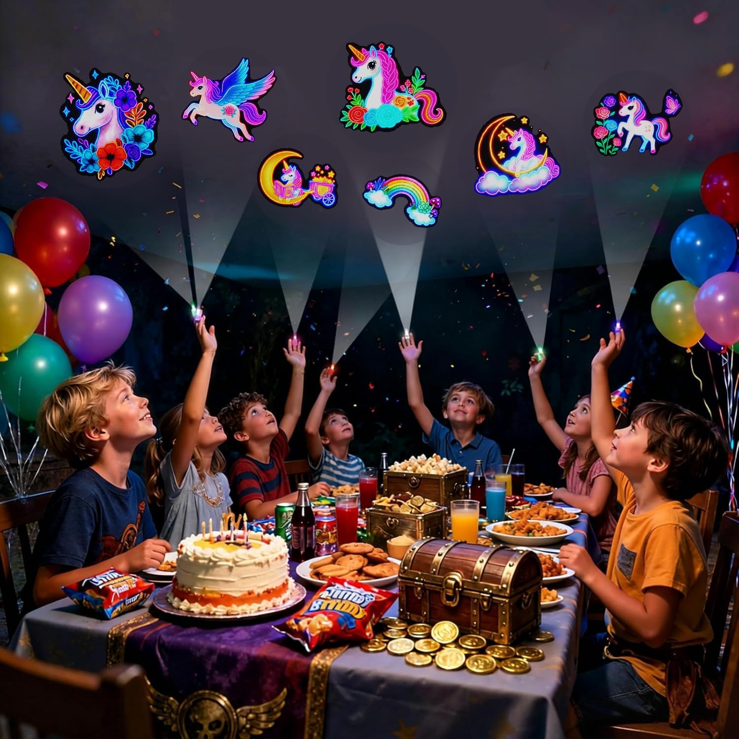 40PCS Unicorn Party Favors Finger Lights, 8 Designs Light Up Finger Lights for Birthday Party Favors, Goodie Bag Stuffers Bulk Party Favors, Light Up Party Favors for Gamer Birthday Decorations