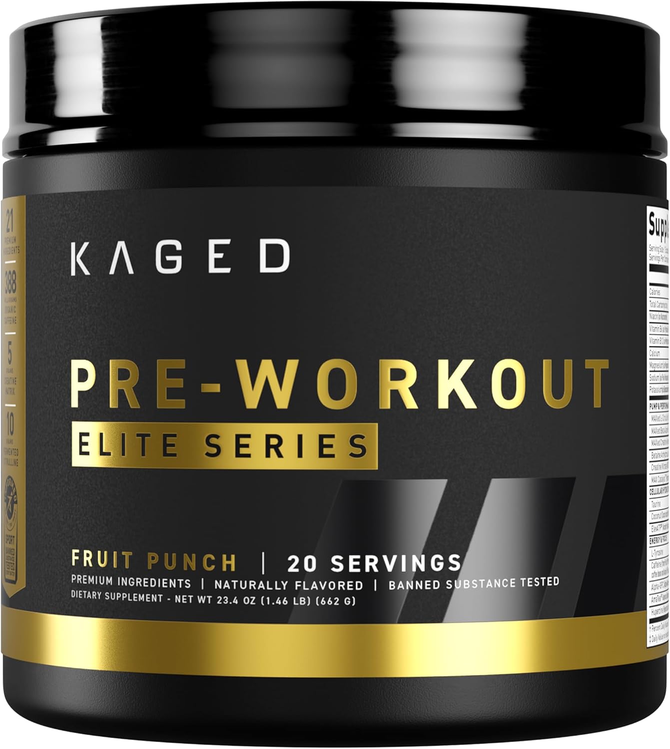 Kaged Pre Workout Elite Powder | Fruit Punch | Pre-Workout with Creatine, Beta Alanine, L-Citrulline, BCAAs | 388 mg Organic Caffeine | Pre Supplements for Men & Women | 20 Servings
