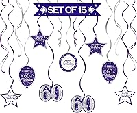 Vista 270 de Juego de decoraciones para fiesta de cumpleaños número 16, serpentinas moradas con soporte de globo de mesa morado, decoraciones de fiesta