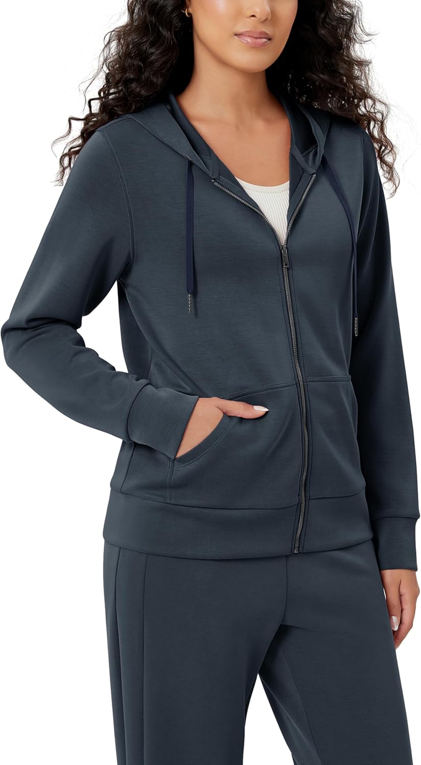 ODODOS Women’s Modal Soft Full-Zip Hoodies Casual Relaxed Fall Outfit Hooded Jacket with Pockets