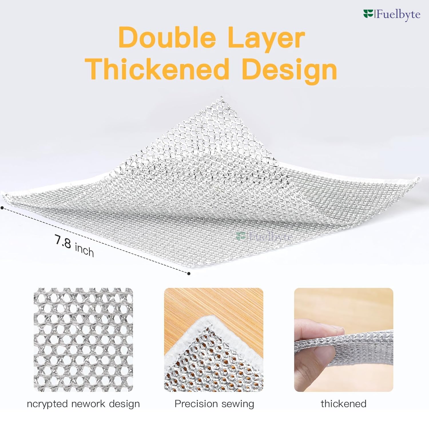 Fuelbyte 6 Pcs Double Layered Dish Wash Cloth Non Scratch Steel Wire Dish Cloth Wet and Dry Dishwashing Rugs for Kitchen Accessories Items Cleaning Supplies for Sinks Counters