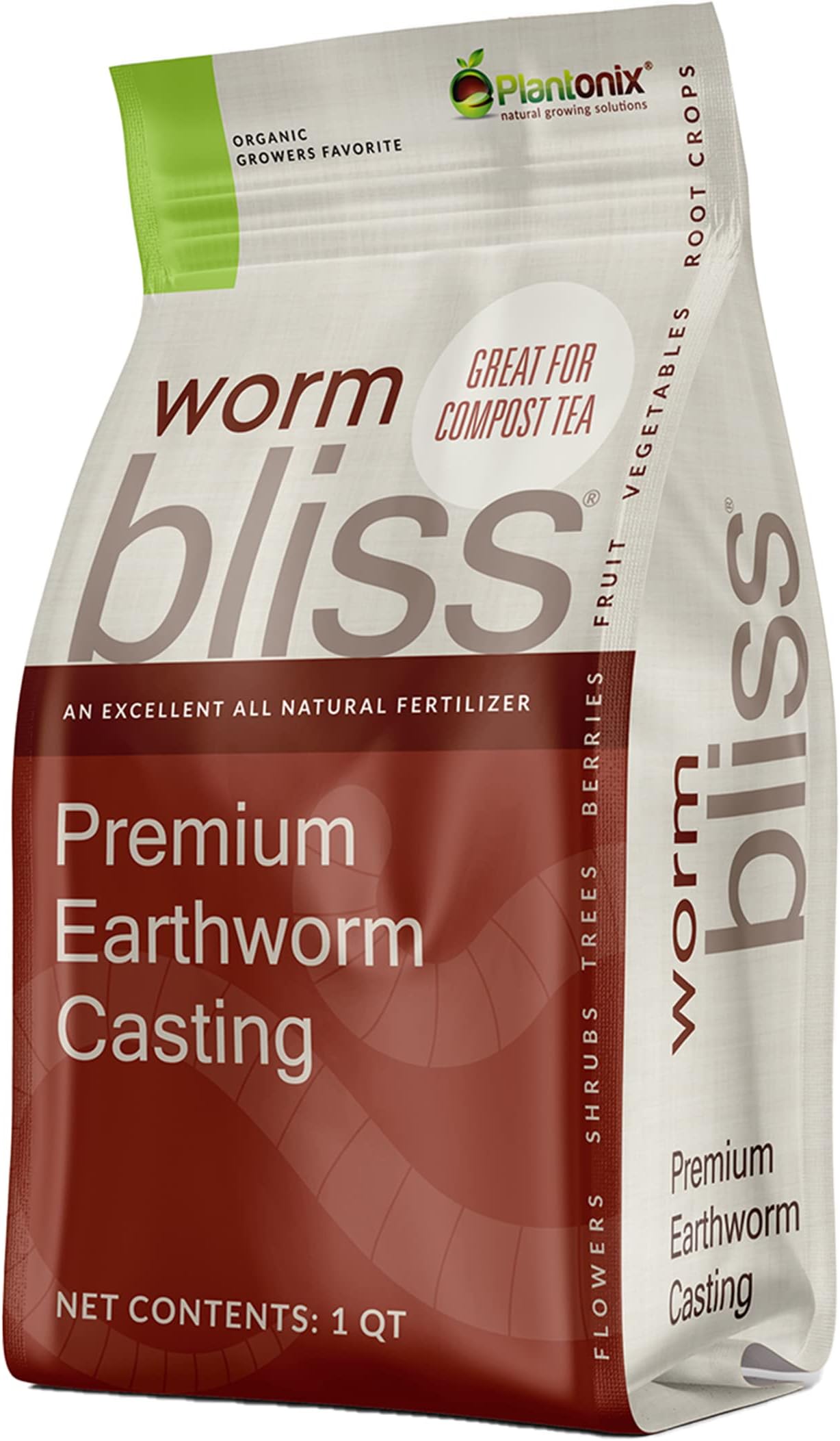Worm Bliss (1 Qt) - Organic Worm Castings for Plants & Gardening - OMRI-Listed Earthworm Castings for Plants, Vegetables, Flowers, & Potting Soil - Organic Garden Fertilizer Rich in Nutrients