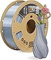 OVERTURE Soie PLA Filament 1.75mm, Bobine de 1kg(2,2lbs), Précision dimensionnelle +/- 0,02 mm (Soie Argent)