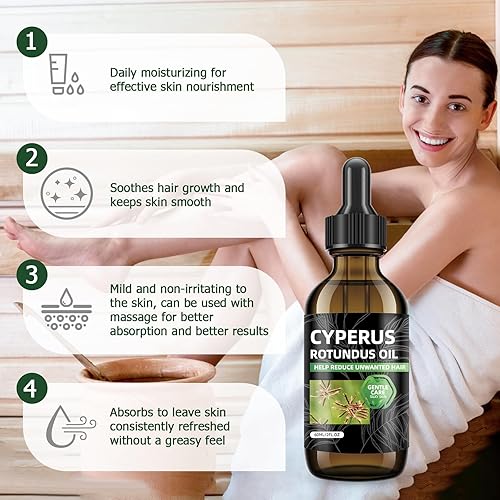 Miniatura 3 de Nodfens Aceite Cyperus Rotundus para depilación, 2 unidades de aceite de Cyperus natural de 2.1 onzas líquidas para reducir el crecimiento del vello