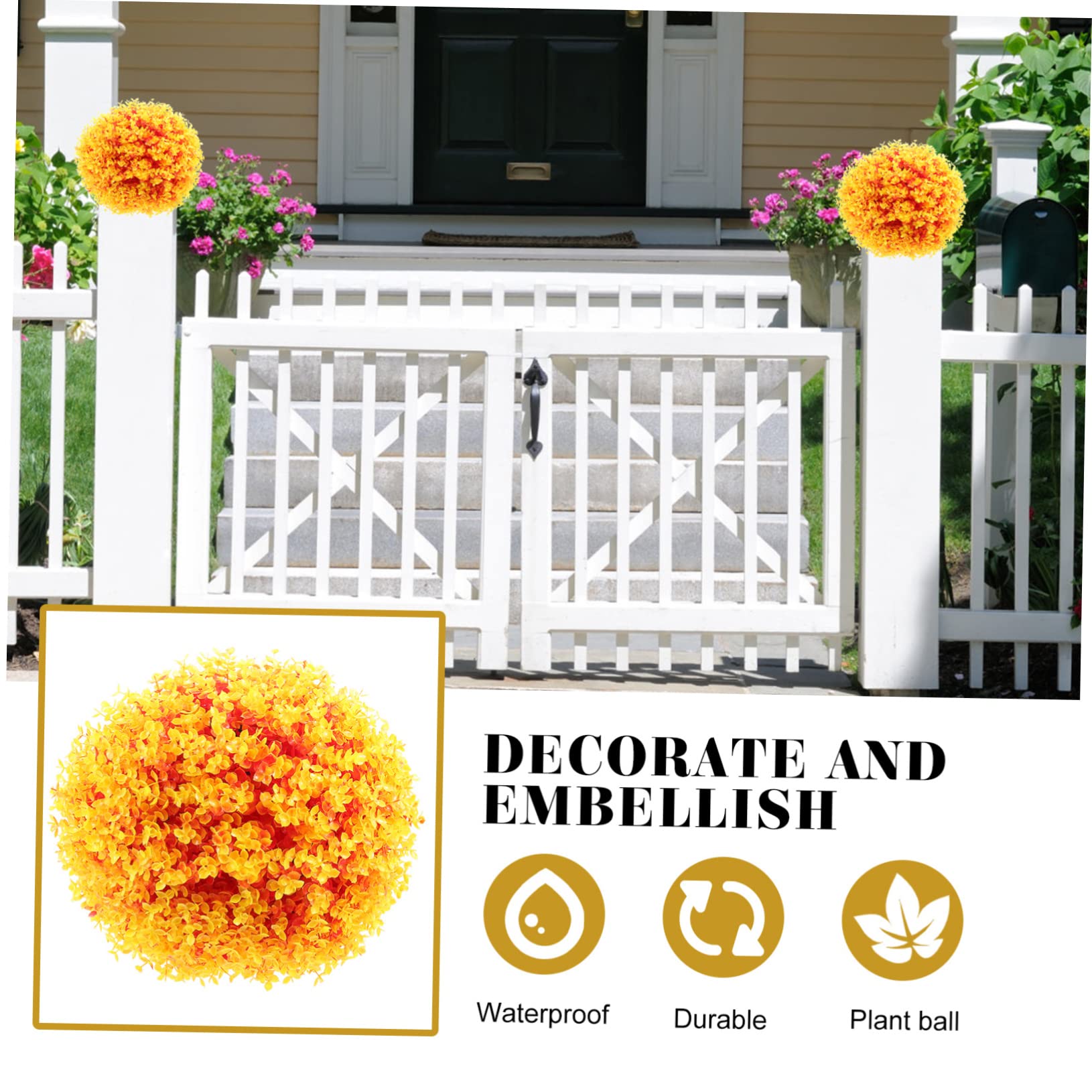 Zerodeko Bola de Plástico de Topiario de Eucalipto Artificial Naranja Ligera para Adorno Interior y Exterior en Bodas y Vida Diaria