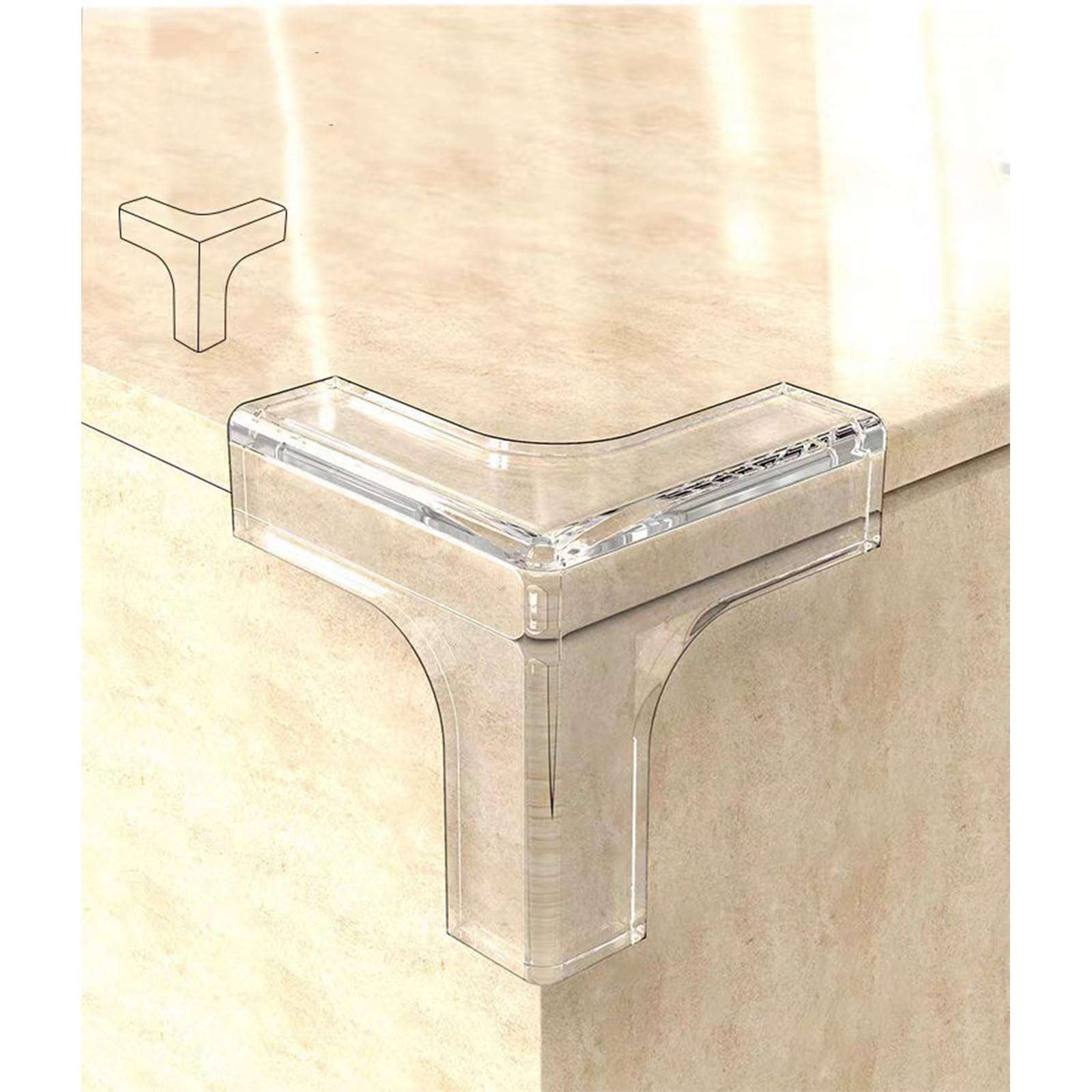 CHENGZI Anti-collision table corner transparent silicone protective cover corner protector (T-shape), Clear - Image 4