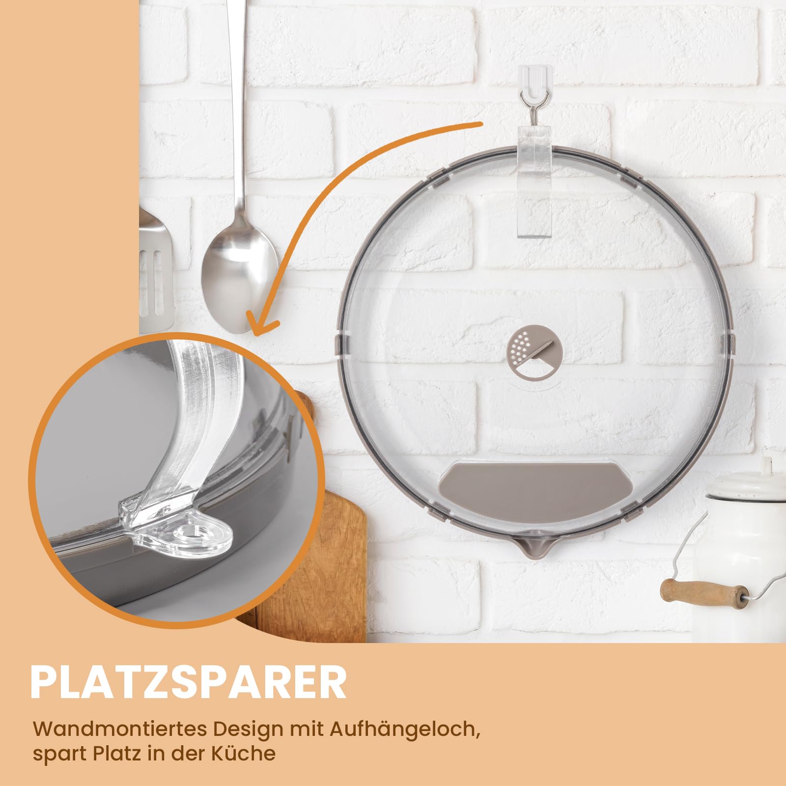 Mikrowellen Abdeckung für Lebensmittel, verbesserte Microwellenabdeckungen mit Wasserdampfer, integrierter Griff, 30cm Abdeckhaube Mikrowelle, Küchenhelfer & Zubehör, House Essentials for Gift, Grau