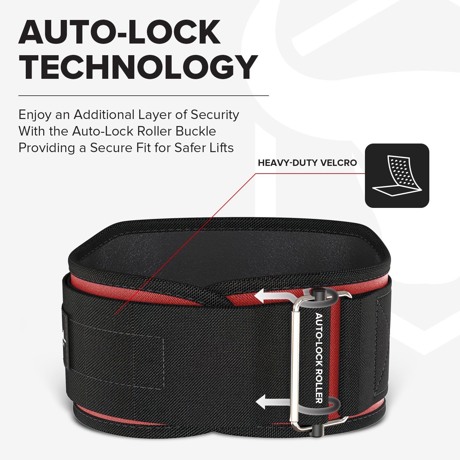 Weightlifting Belt For Men and Women - 6 Inch Auto-Lock Weight Lifting Back Support, Workout Back Support for Lifting, Fitness, Cross Training and Powerlifitng