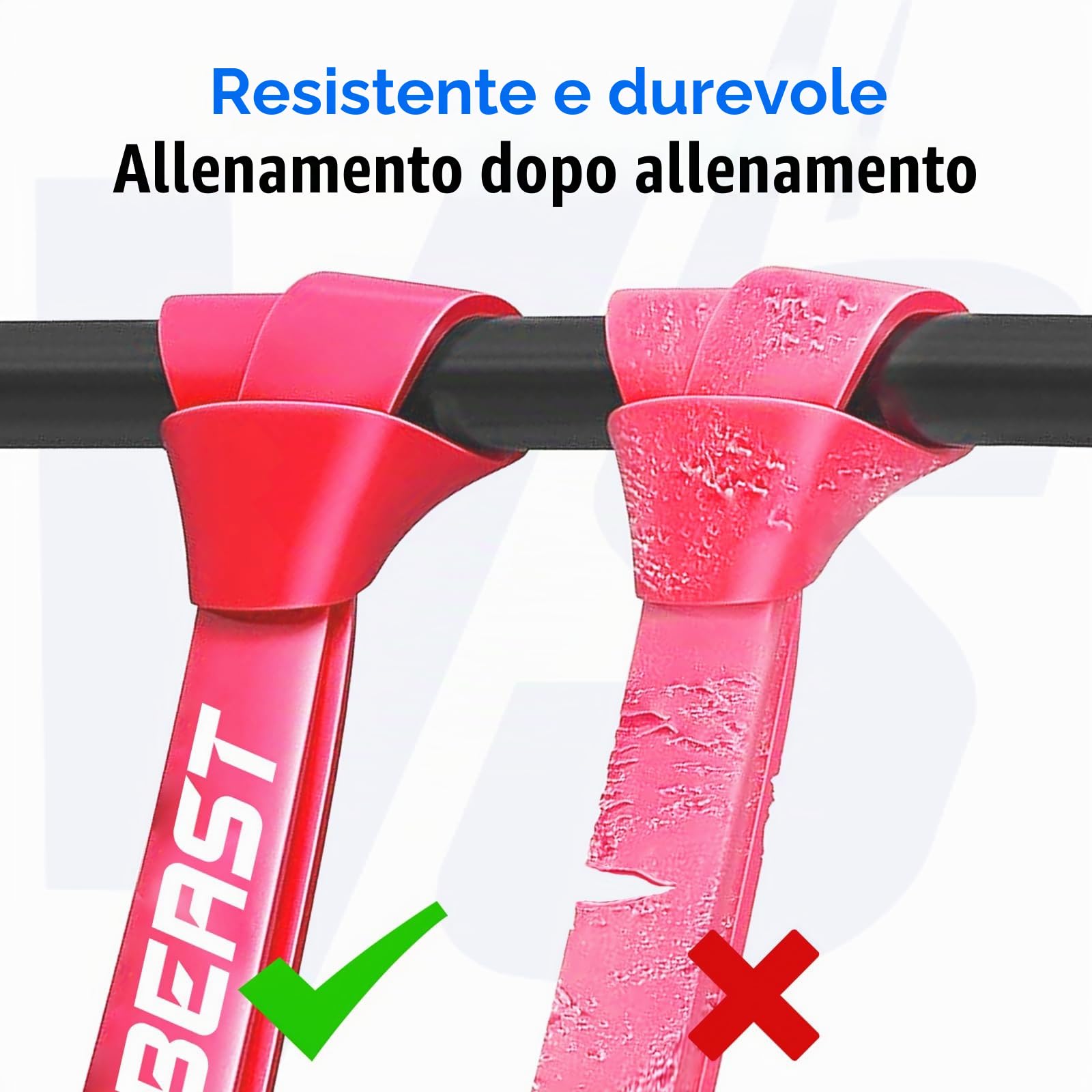 FitBeast Set di fasce di resistenza, 5 diversi livelli, con fibbia per porta e grip pad, ideale per pilates, allenamento, fisioterapia, stretching, yoga, ginnastica domestica (multicolore 5-100 LBS)