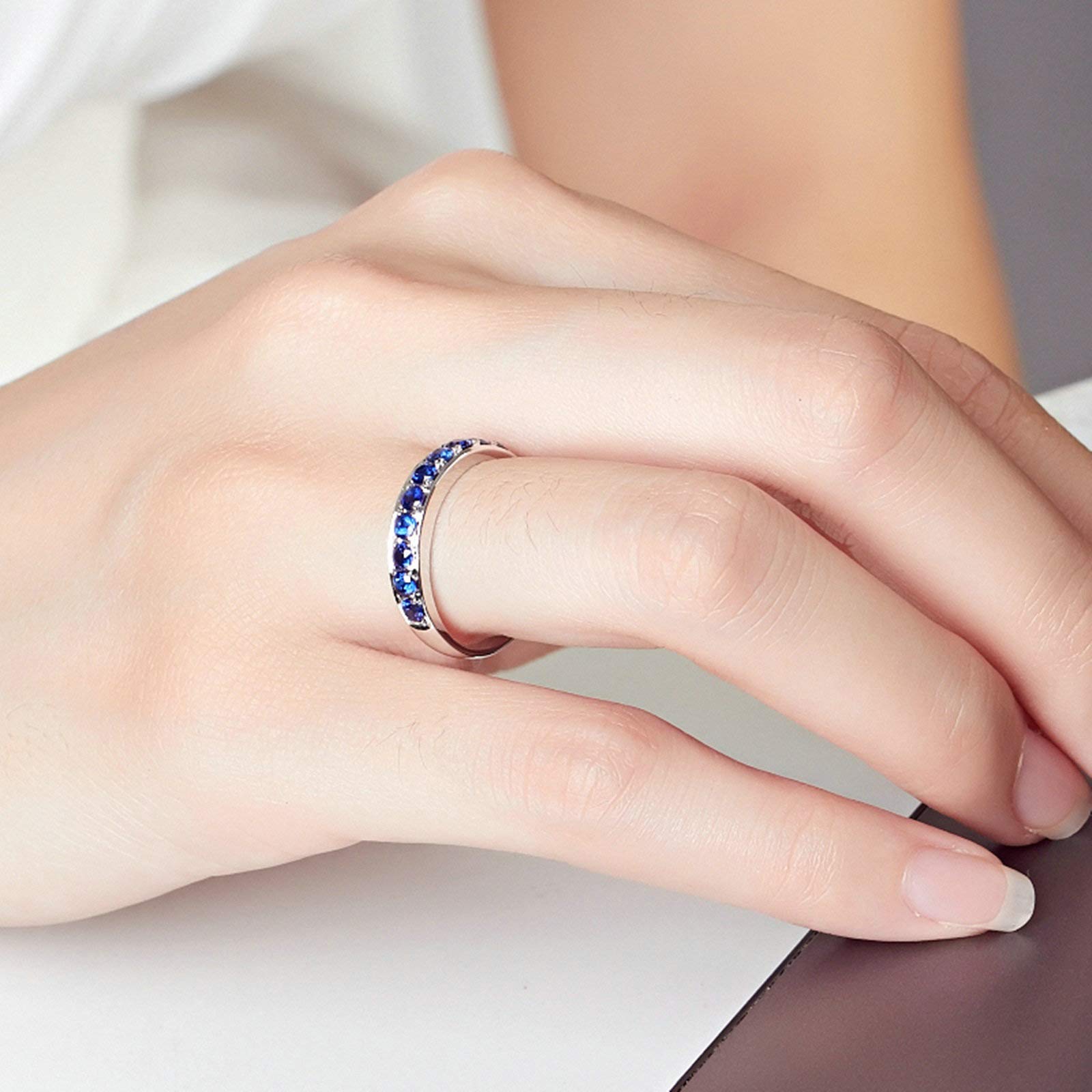 Beydodo Pierścionki ślubne złoto 18 K niebieski szafir 0,8 ct pierścionki zaręczynowe dla kobiet e 18 karatów (750) białe złoto, 53 (16,9), colore: białe złoto, cod. TLLWGZ454