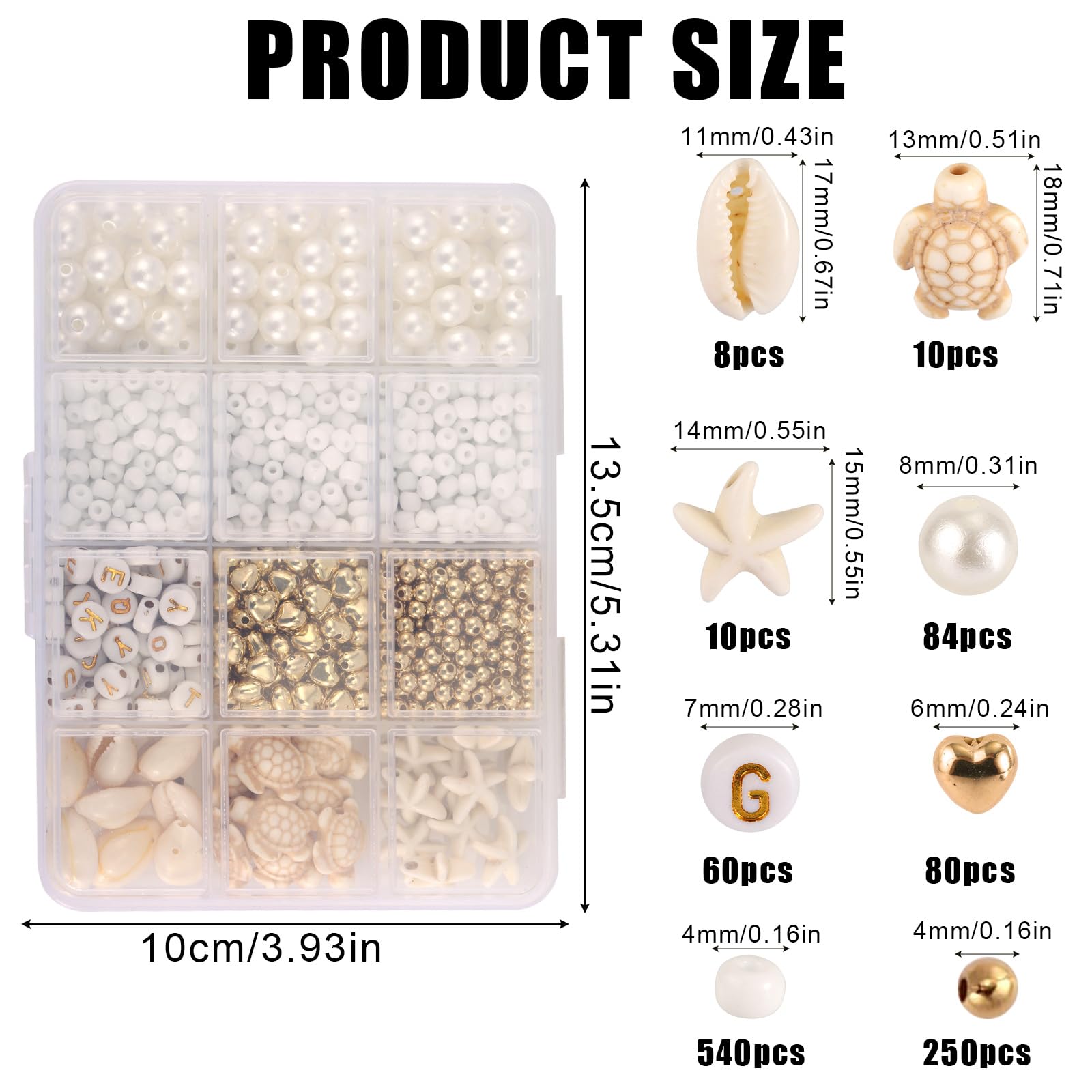 PH PandaHall Kit Gioielli Tema Oceano 406 Pezzi - Perline Conchiglia, Stelle Marine, Turchese, Tartarughe, Pesci, Delfini - Per Collane, Bracciali, Orecchini, Fai Da Te - 2
