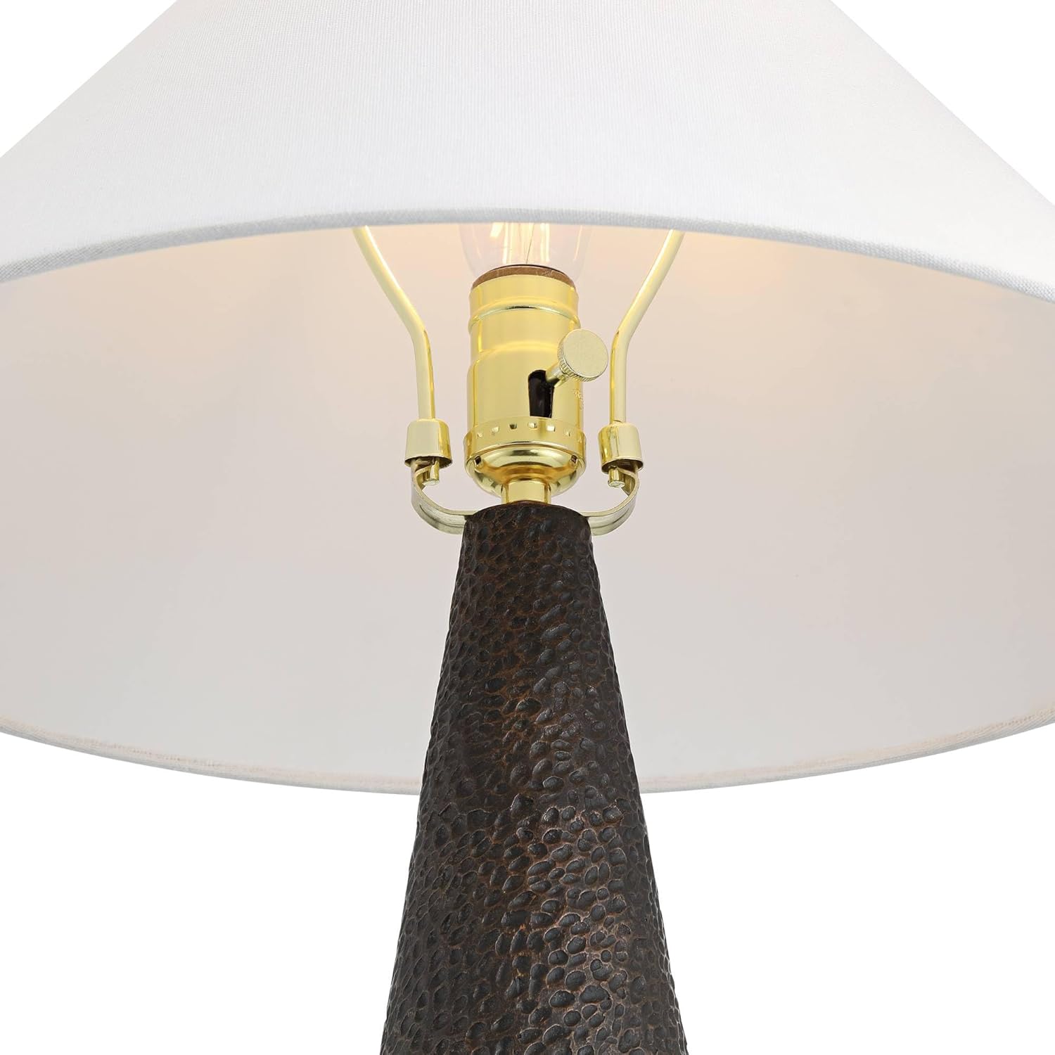 Possini Euro Design June 27" Tall Cone Modern Scandinavian 3-Way Table Lamp Black Finish Metal Single Fabric White Shade Living Room Bedroom Bedside Nightstand House Office Home Reading Kitchen