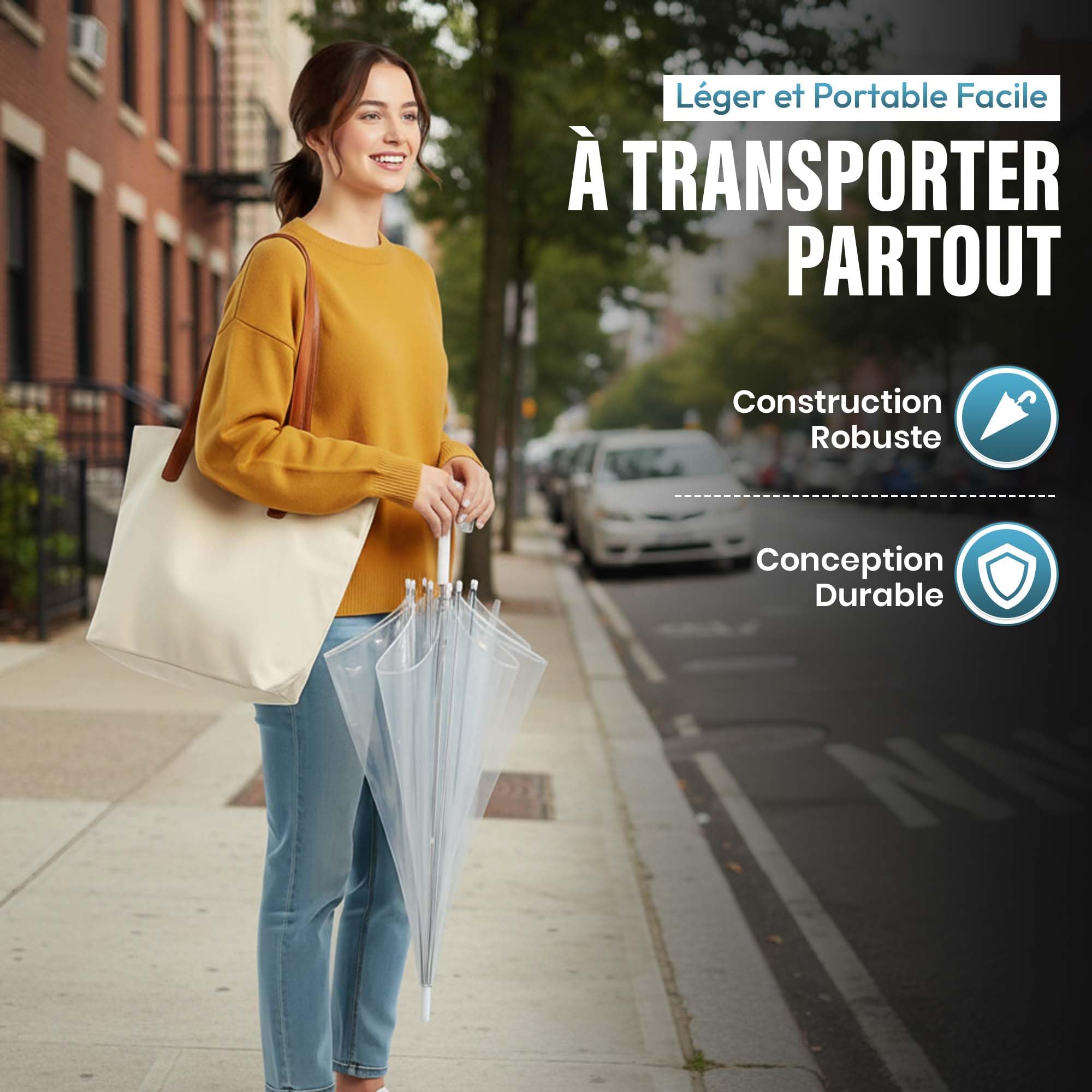 GOODS+GADGETS Parapluie transparent, parapluie blanc en bâton Parapluie élégant en transparent - The Fashion-Highlight