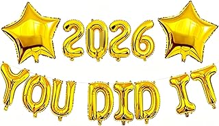 14 Pcs Congratulations Banner,2026 YOU DID IT Banner Balloons,Celebration Leavers Graduation Party Decorations,Gold 16 Inch Foil Letter Balloon,for 2026 Leaving School Prom Photo Props Decorations